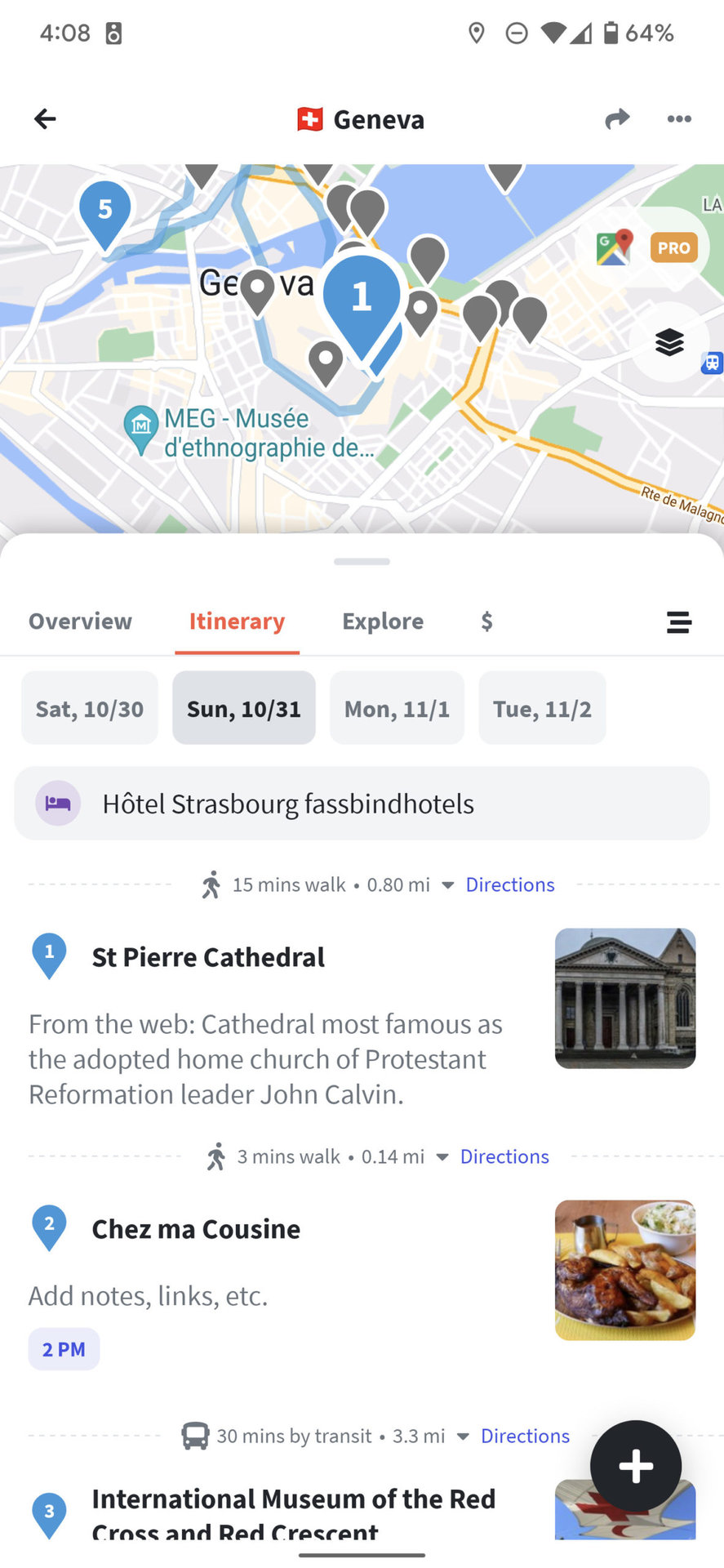 wanderlog travel planning app showing itinerary