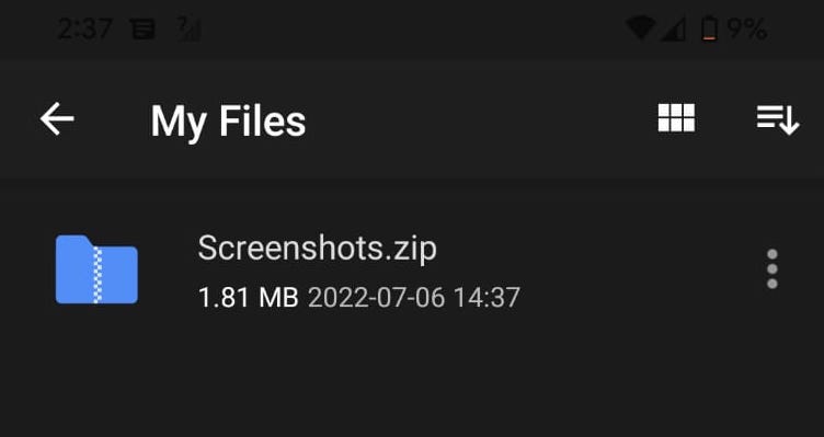 winzip android files zipped