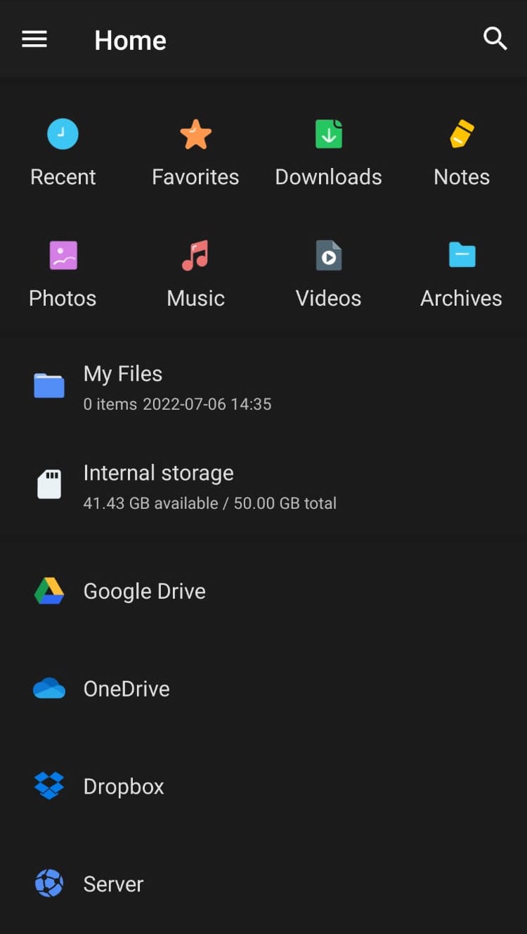winzip android home screen