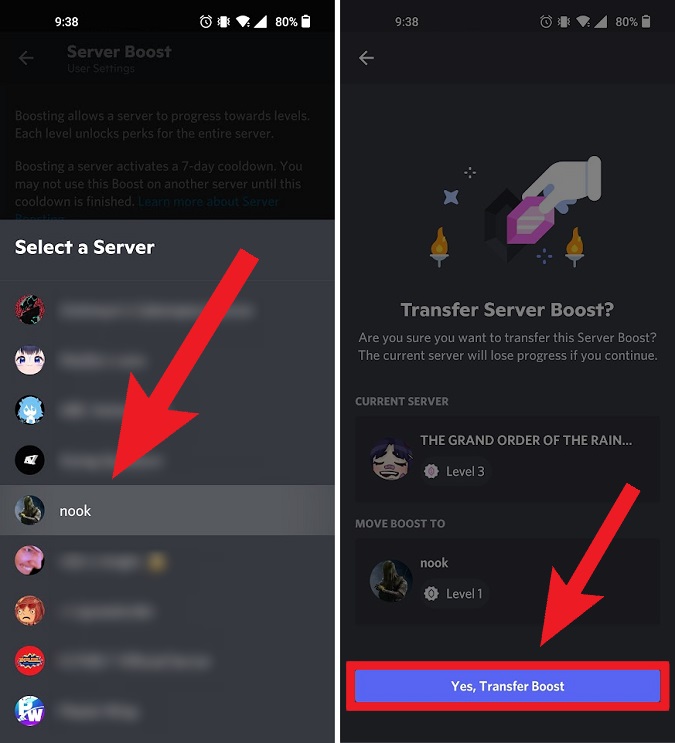 yes transfer boost discord mobile