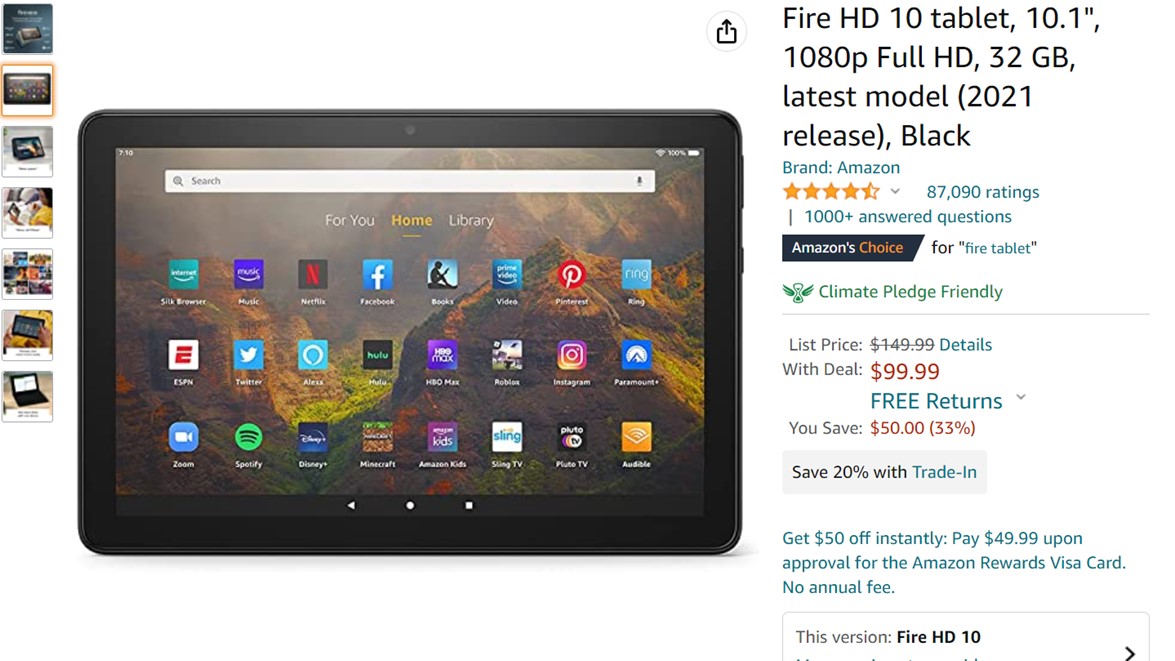 Amazon Fire HD 10 Tablet Deal