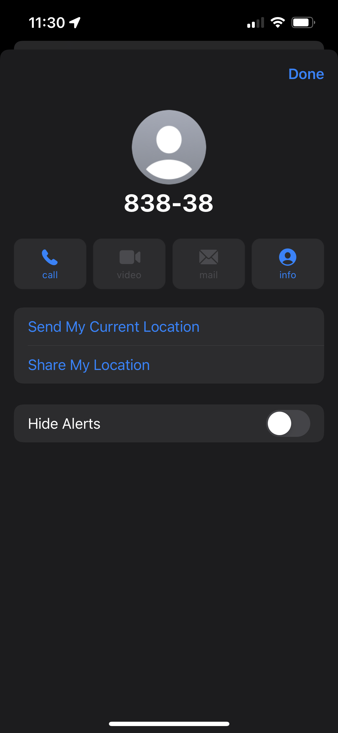 An iOS 15 Messages profile