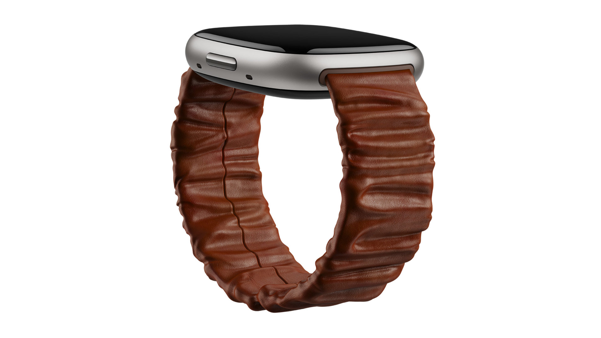 A Brother Vellies Scrunchies in oak brown represents a replacement band option from Fitbit's artists collection.