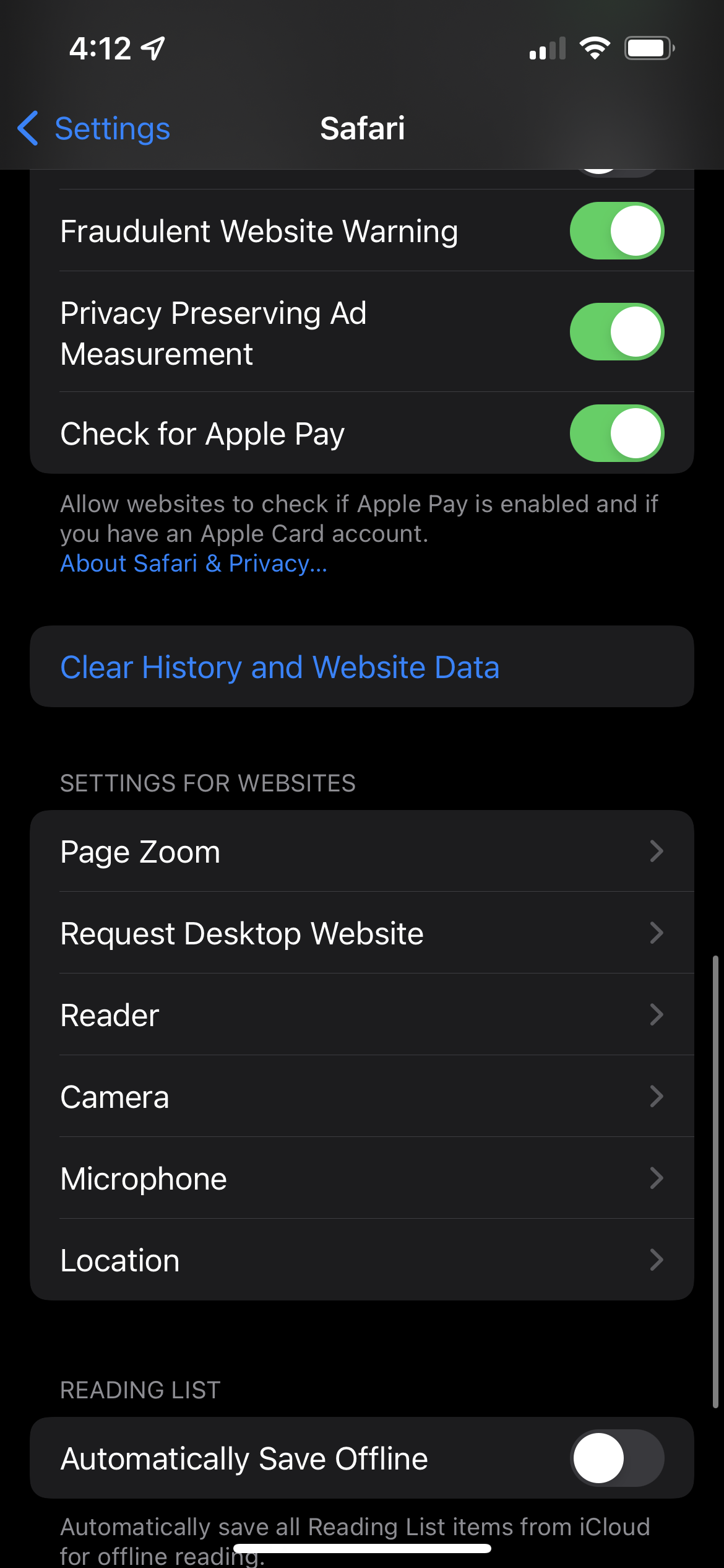 Clearing Safari browser history in iOS 15