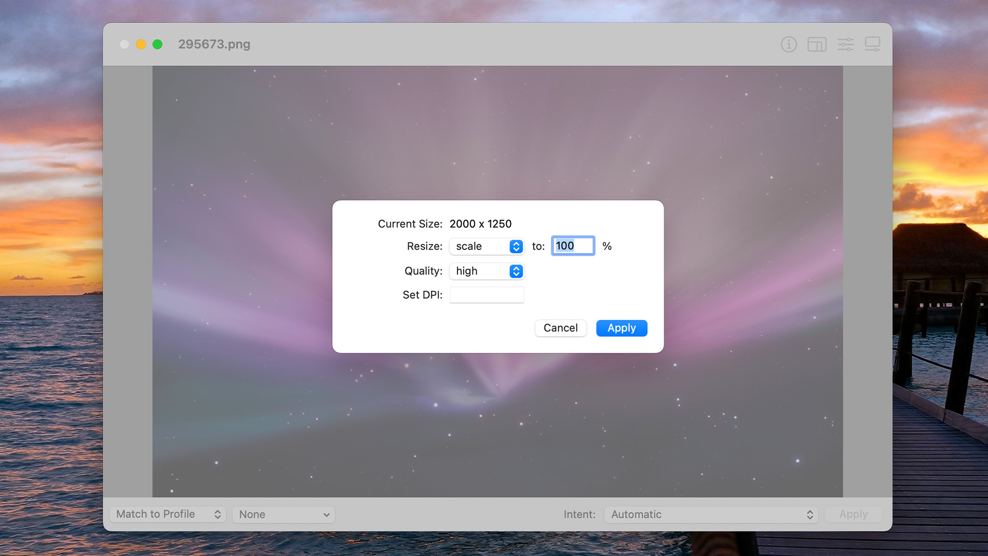 ColorSync Resize window macOS