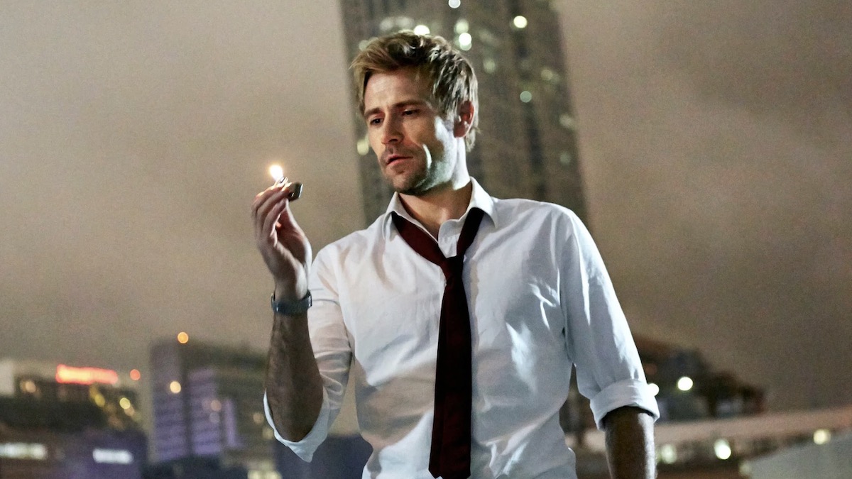 Constantine lighting a lighter in Constantine - shows like the sandman