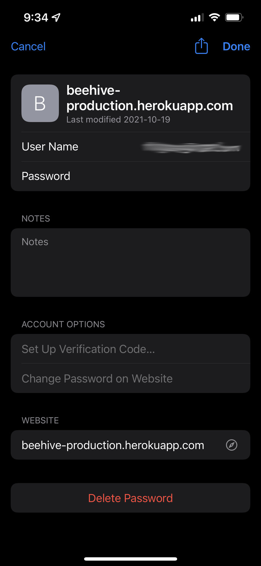 Editing a password in iOS 15
