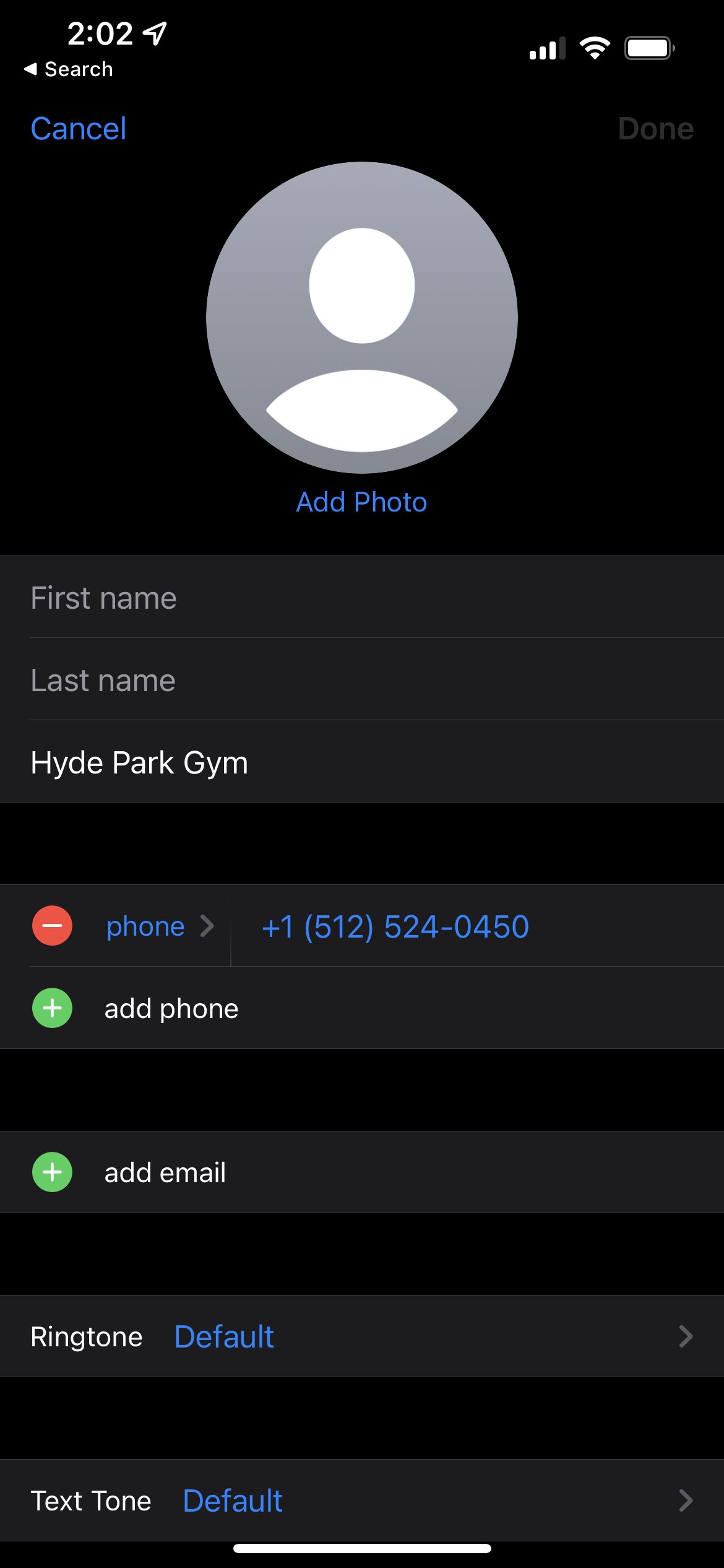 Editing in iOS 15 Contacts