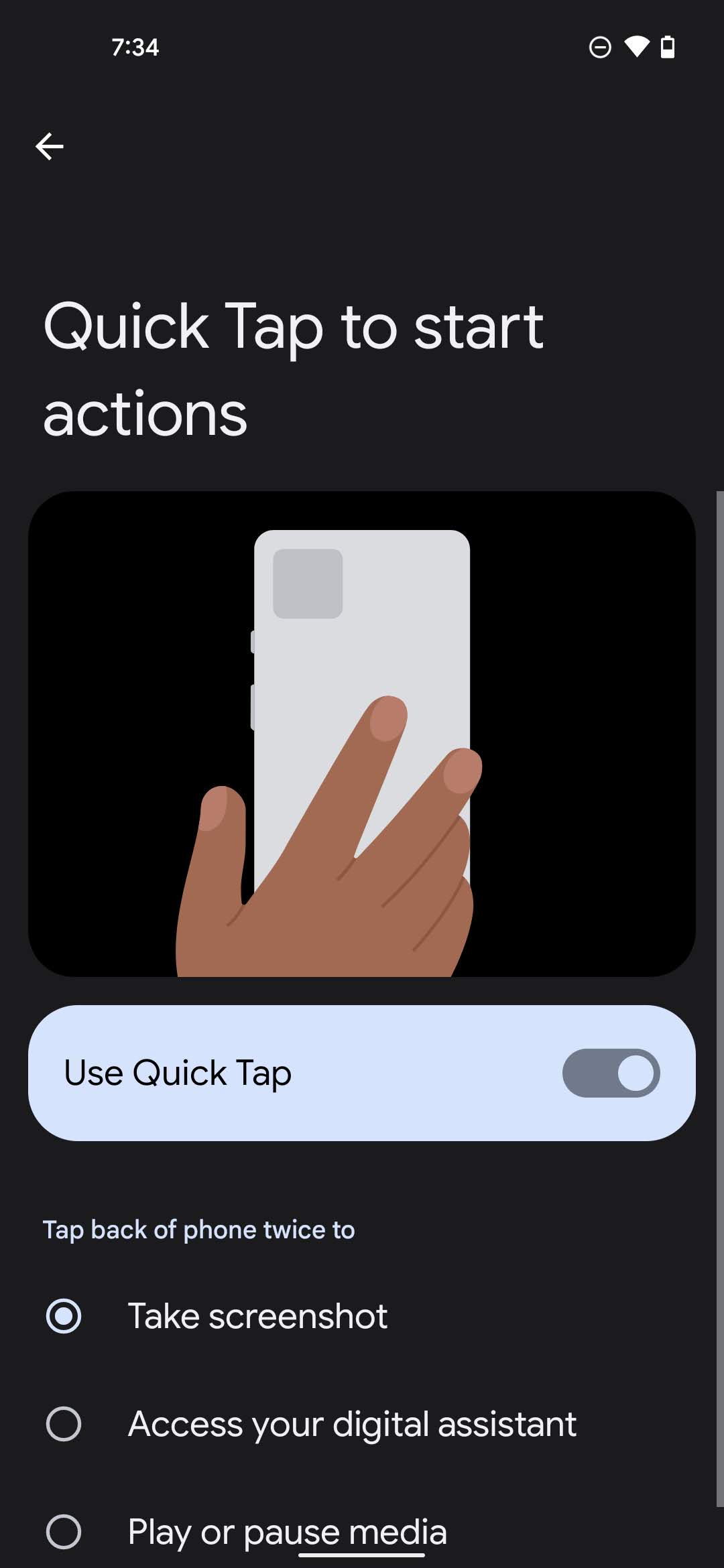 Enable Quick Tap on Pixel phones 4