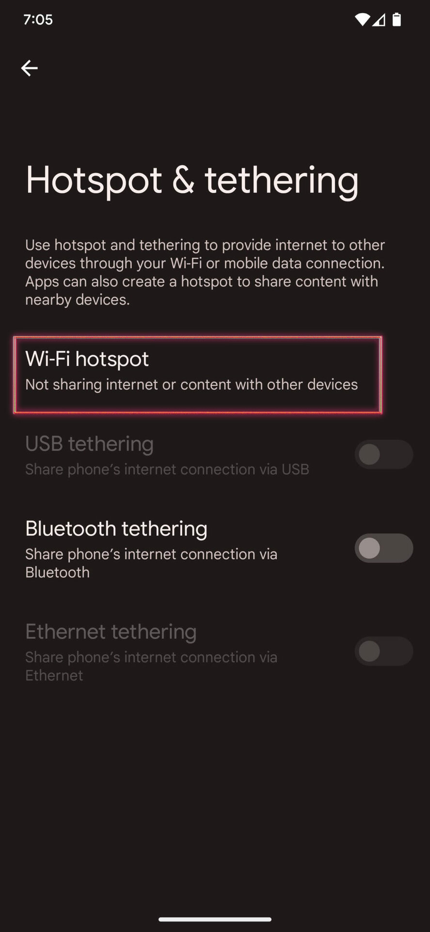 Enable hotspot on Android 13 3