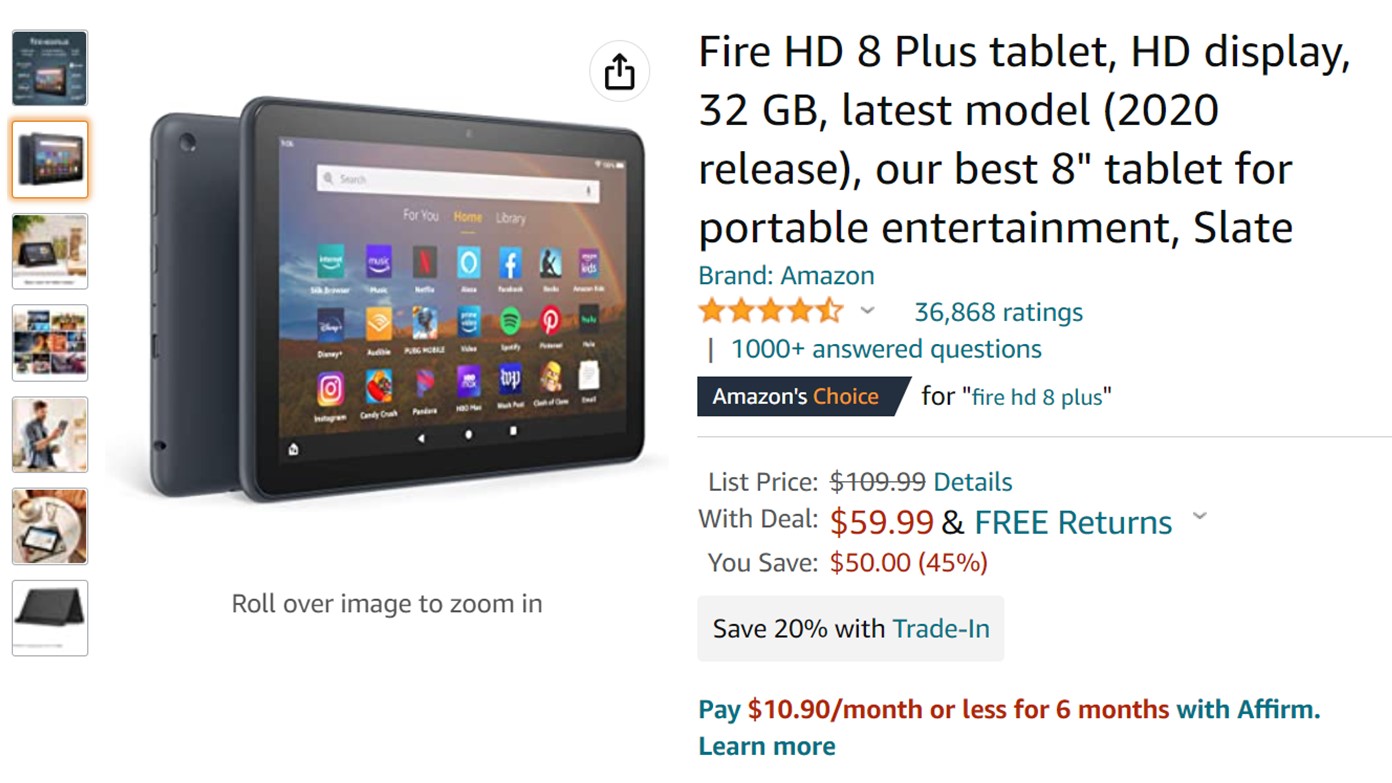 Amazon Fire HD 8 Plus deal