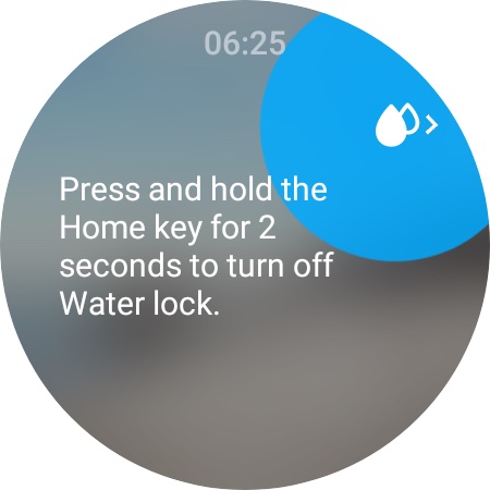 A Galaxy Watch 5 screen displays how to turn off Water Lock mode.