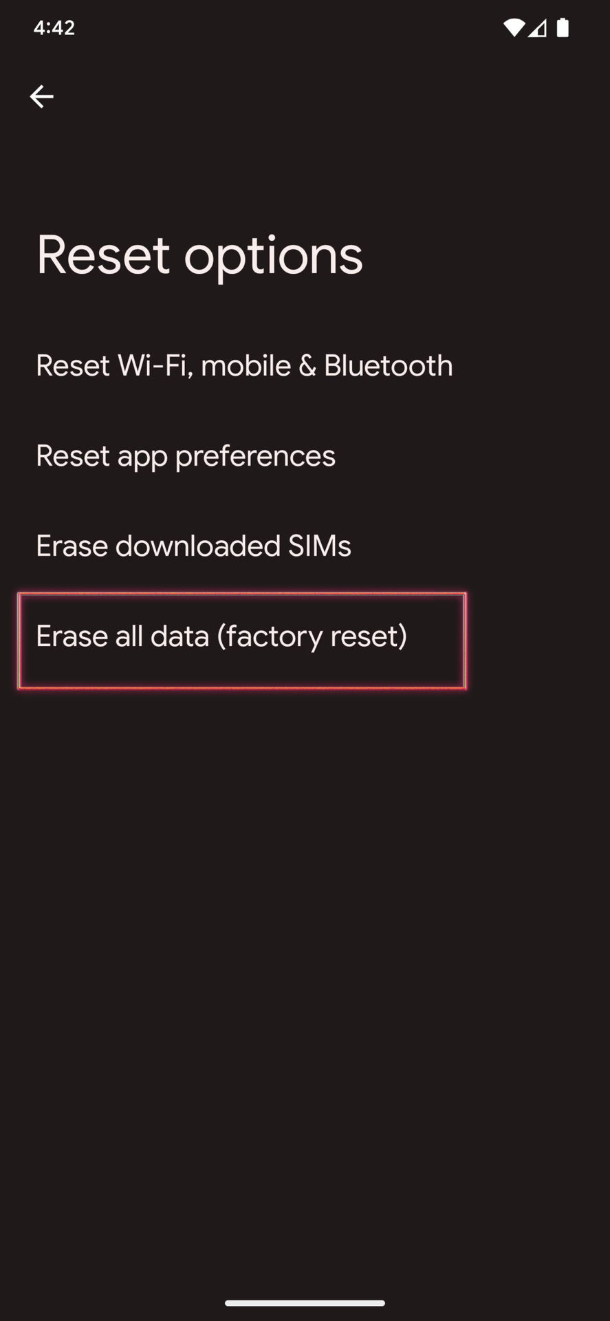 How to factory reset a Pixel 7 Pro 3
