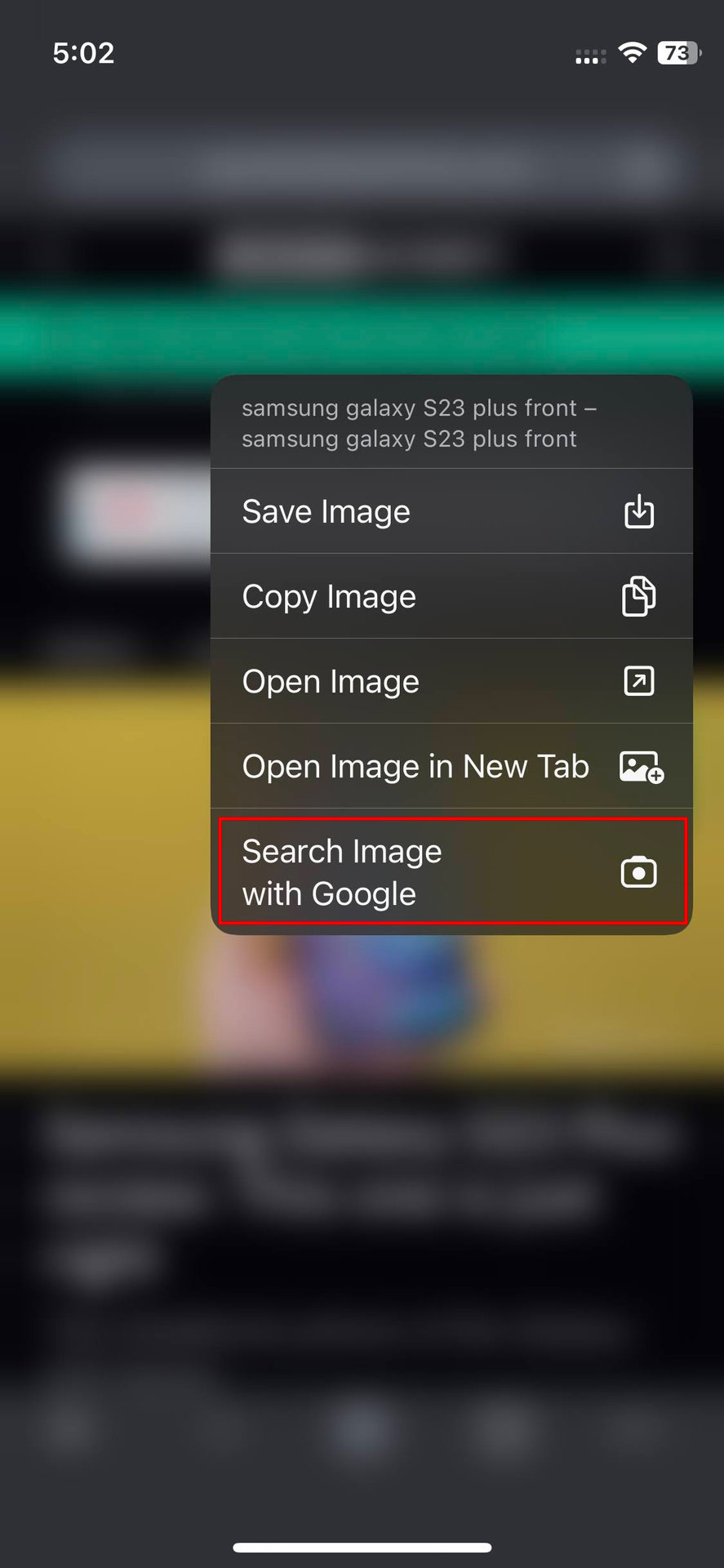 How to search image with Google on Chrome for iOS 2