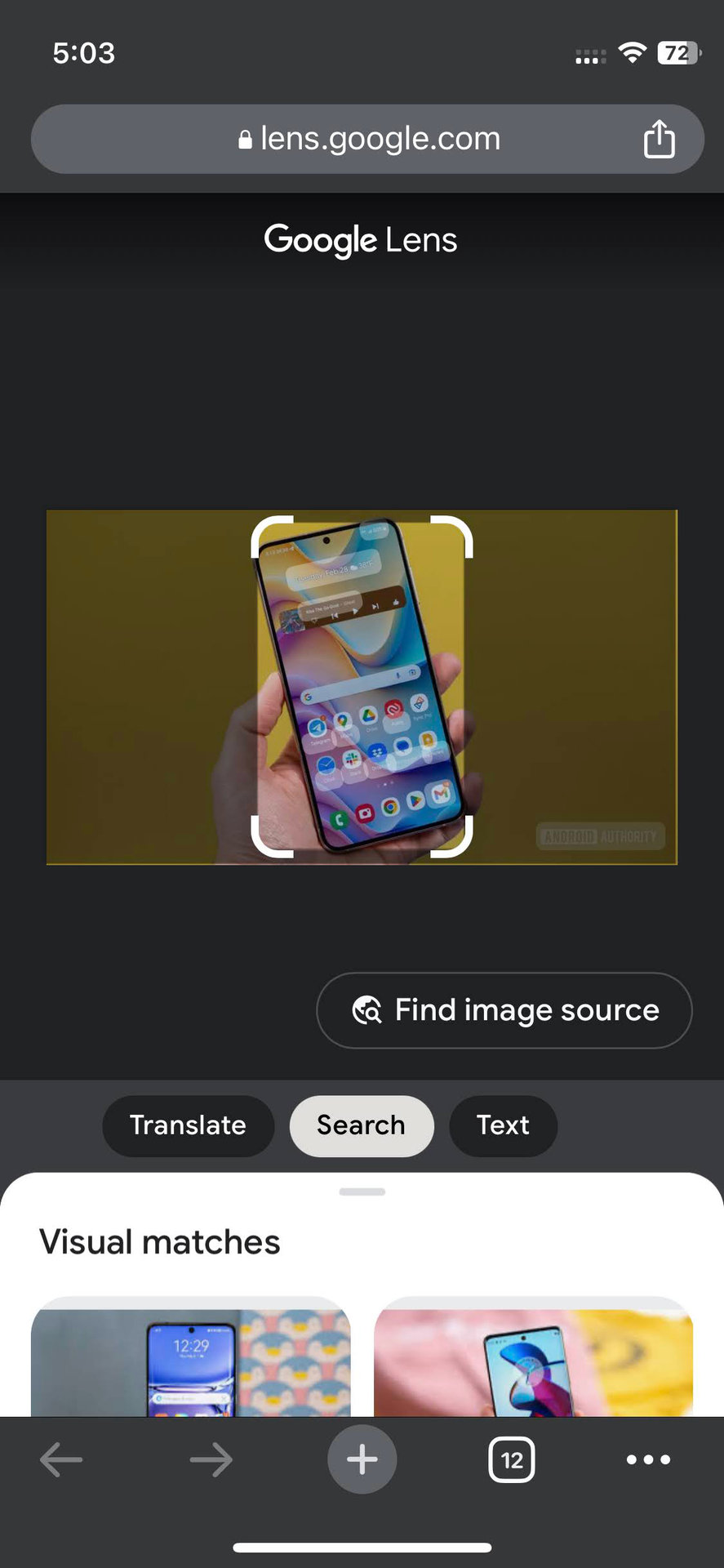 How to search image with Google on Chrome for iOS 3