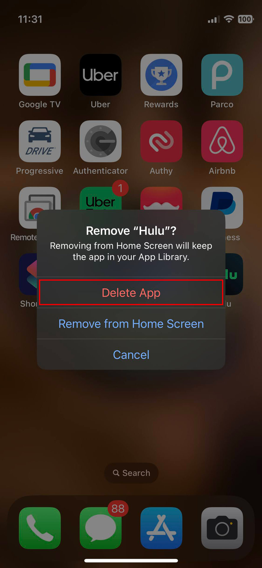 How to uninstall Hulu on iOS 3