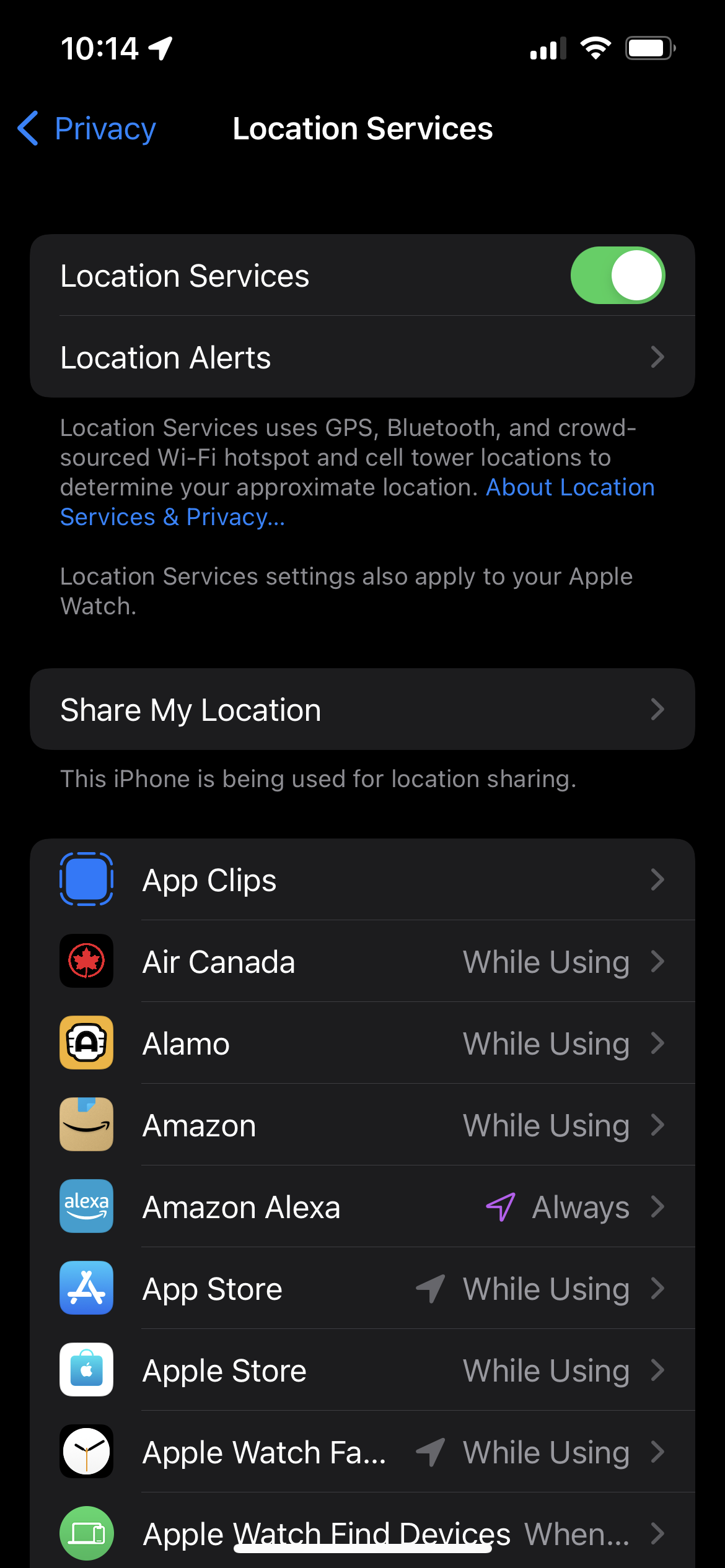 Location Services in iOS 15 Settings