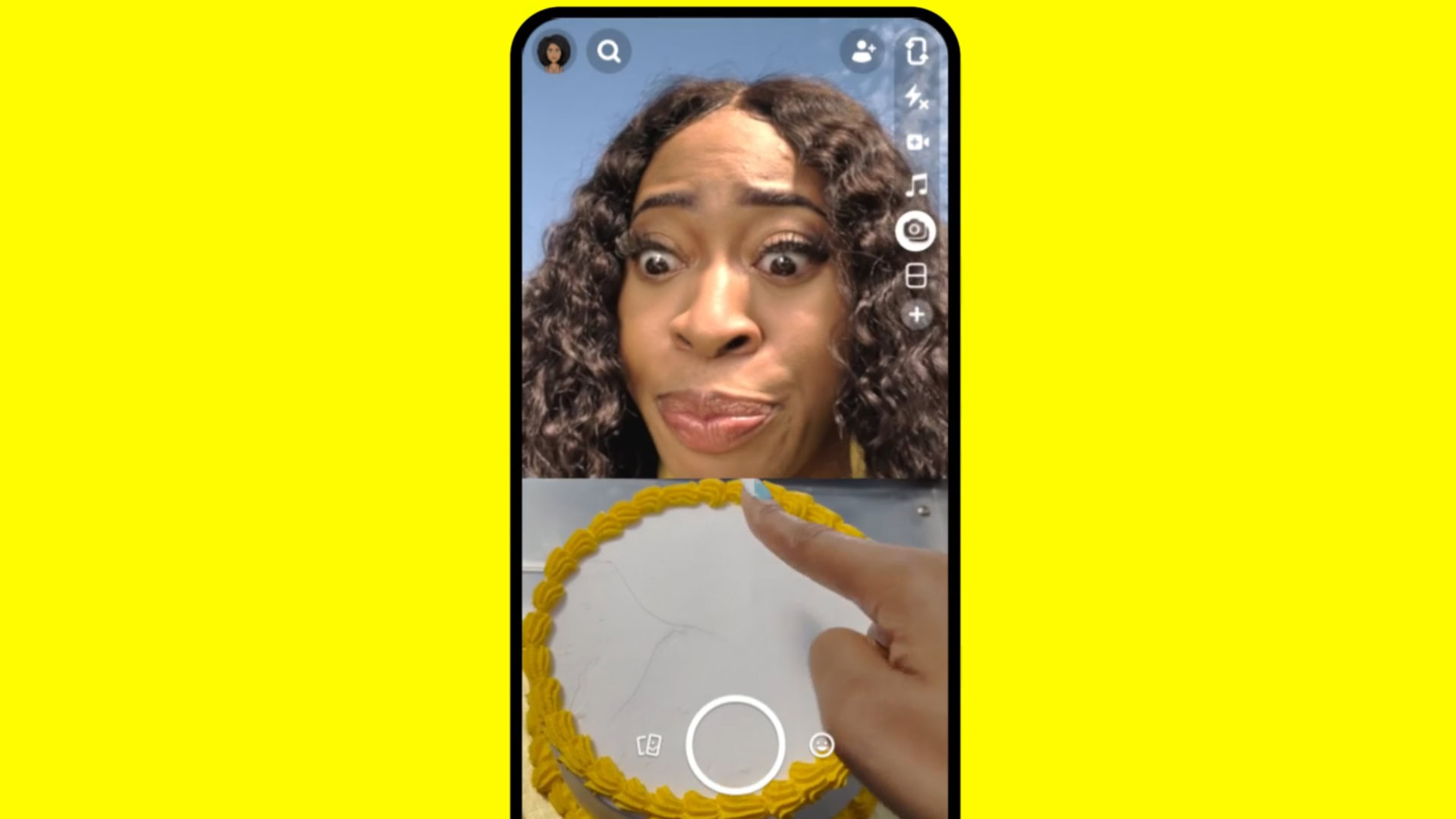 Making a cake using Dual Camera for Snapchat