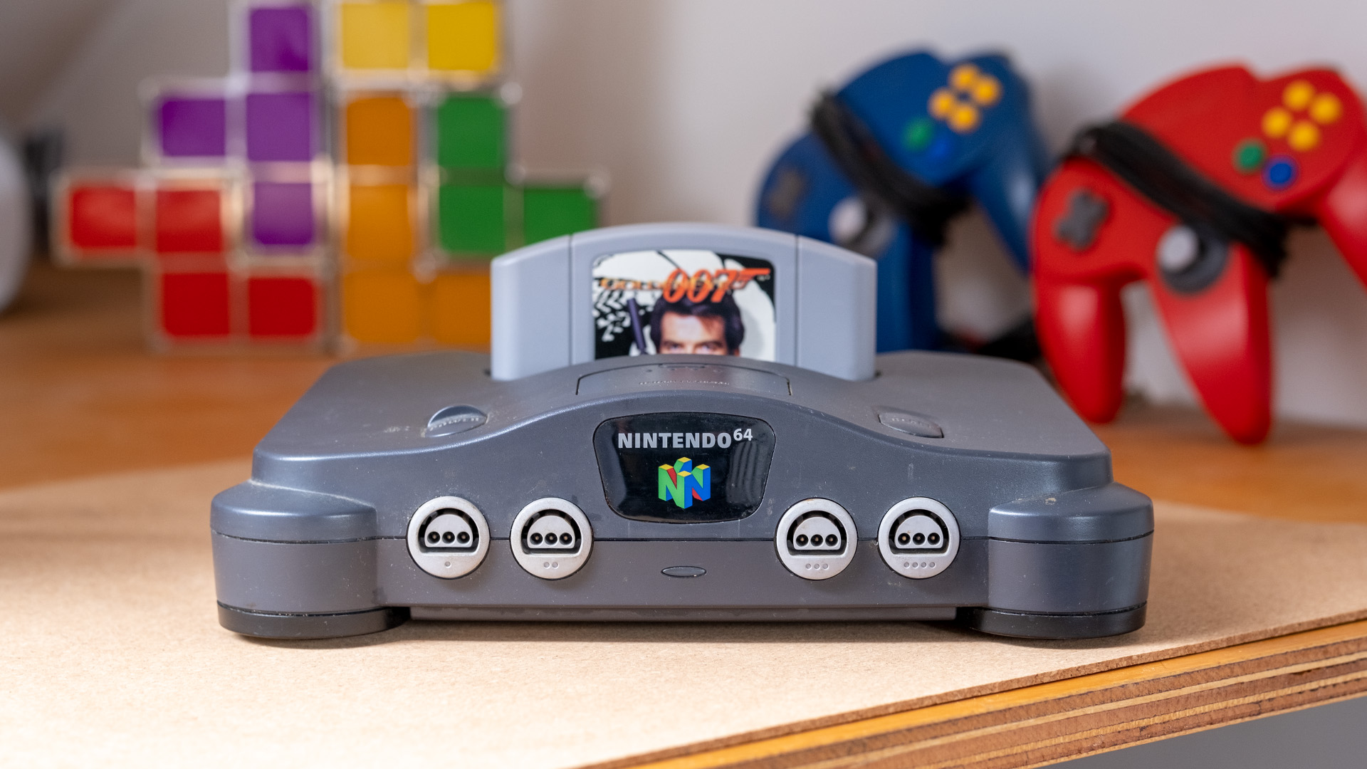 N64 game console in focus