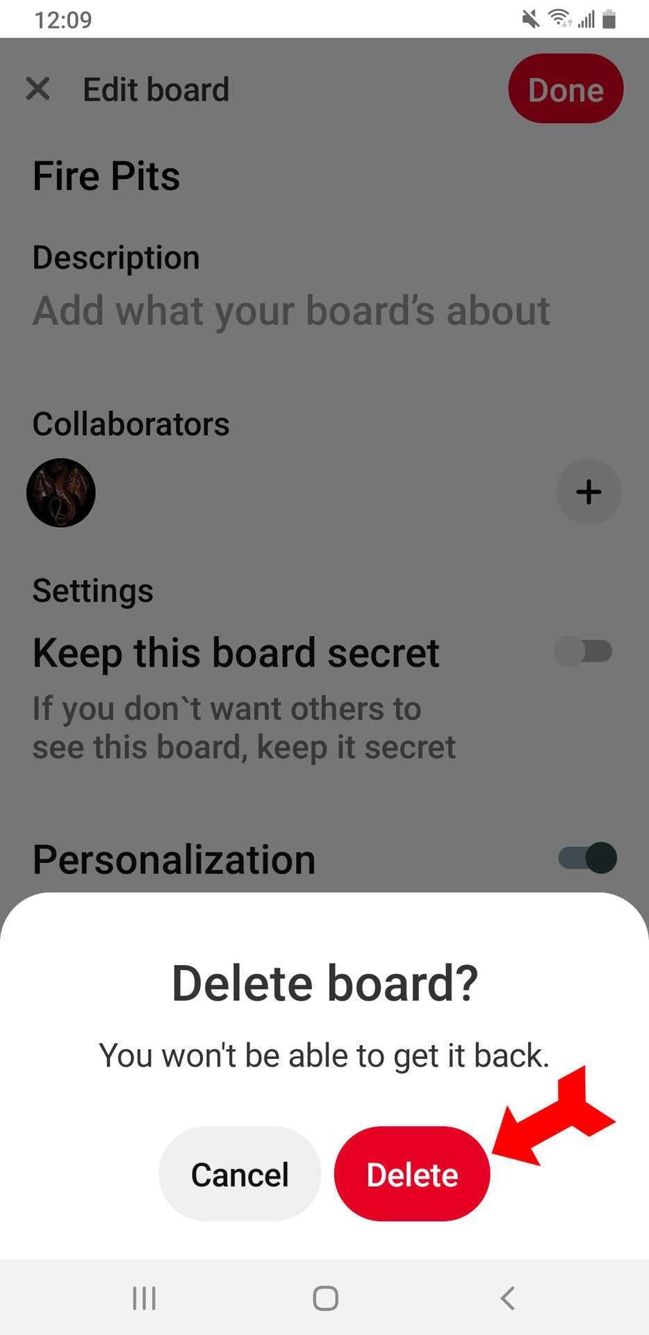 App Delete Board Confirm Delete