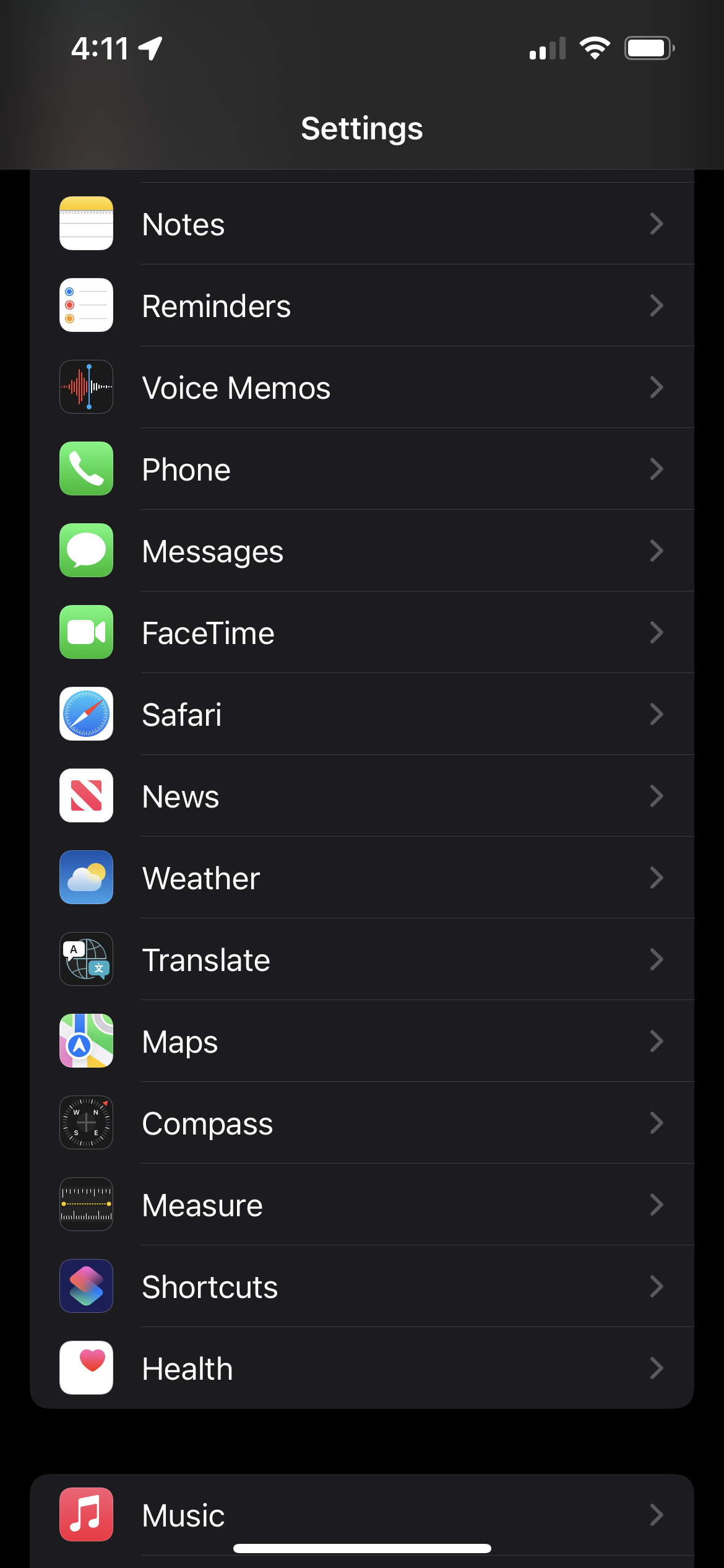 Safari highlighted in iOS 15 Settings