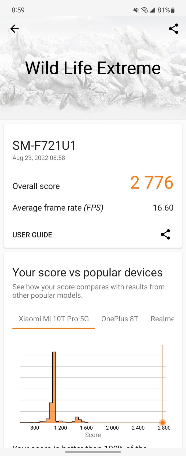 Samsung Galaxy Z Flip 4 3DMark score