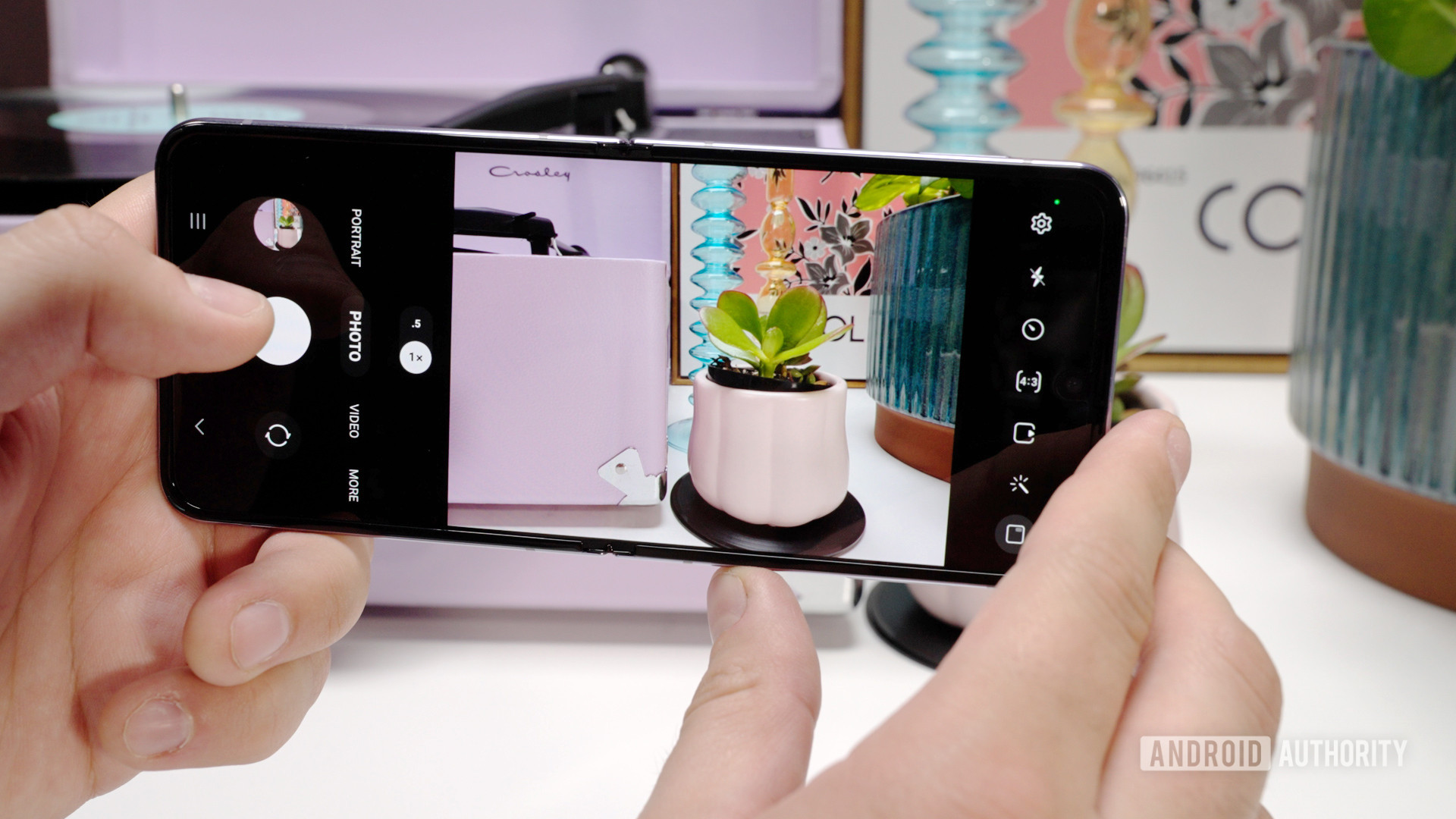 Samsung Galaxy Z Flip 4 Bora Purple Taking Picture Camera App Horizontal