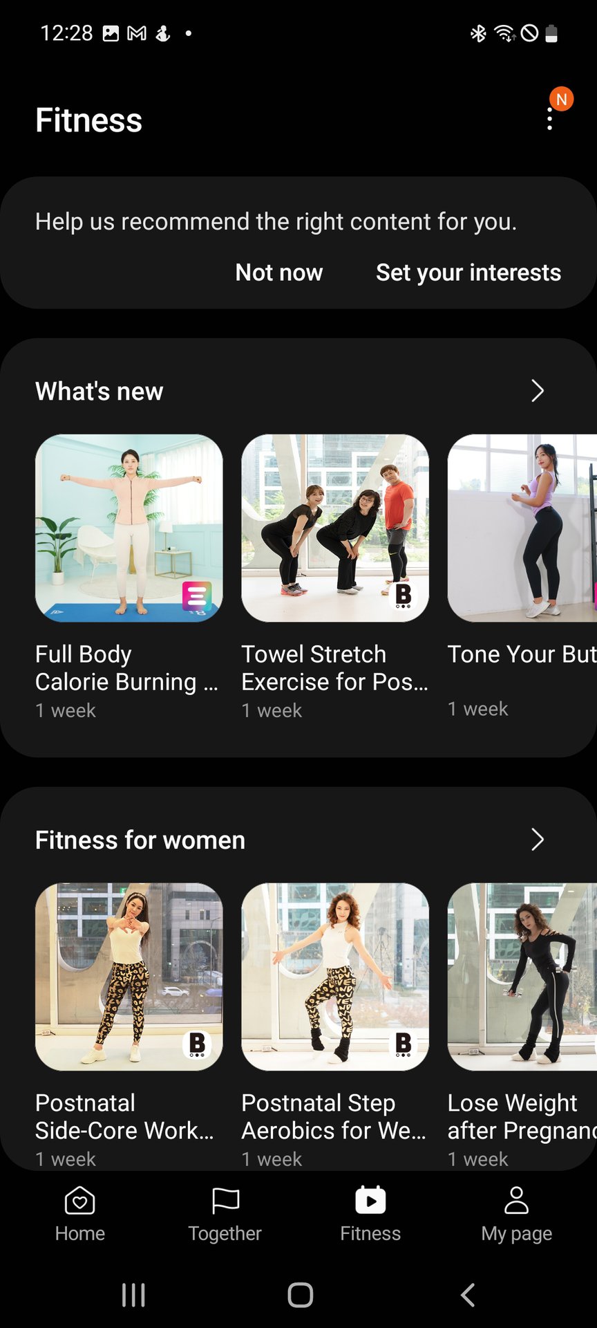 Samsung Health Fitness Screenshot