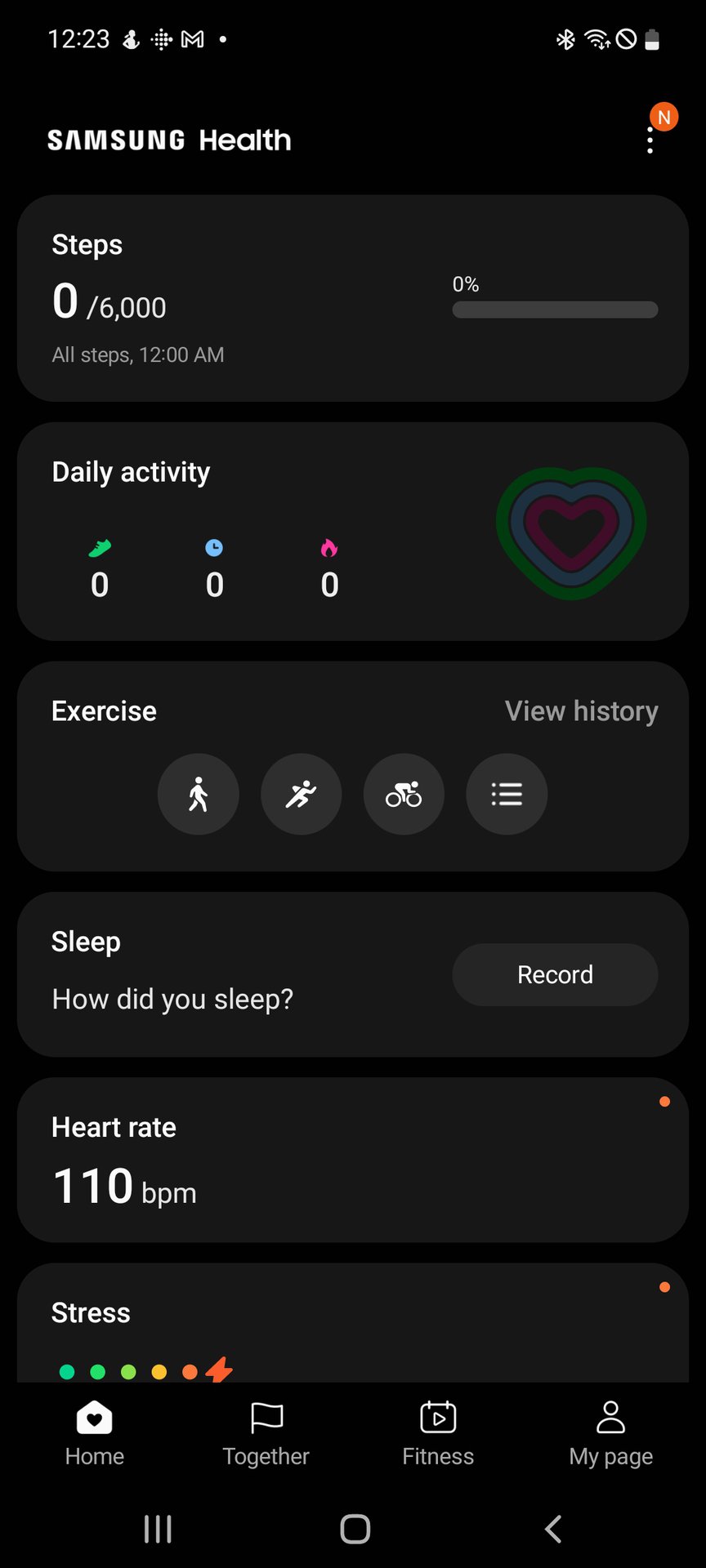 Samsung Health Home Screenshote