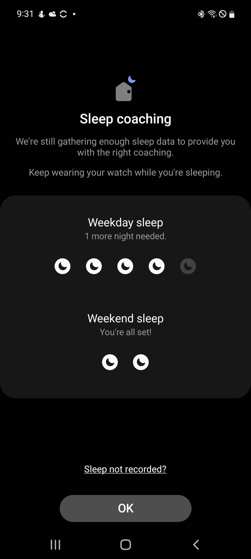 Samsung Health Sleep Coaching Data Nights