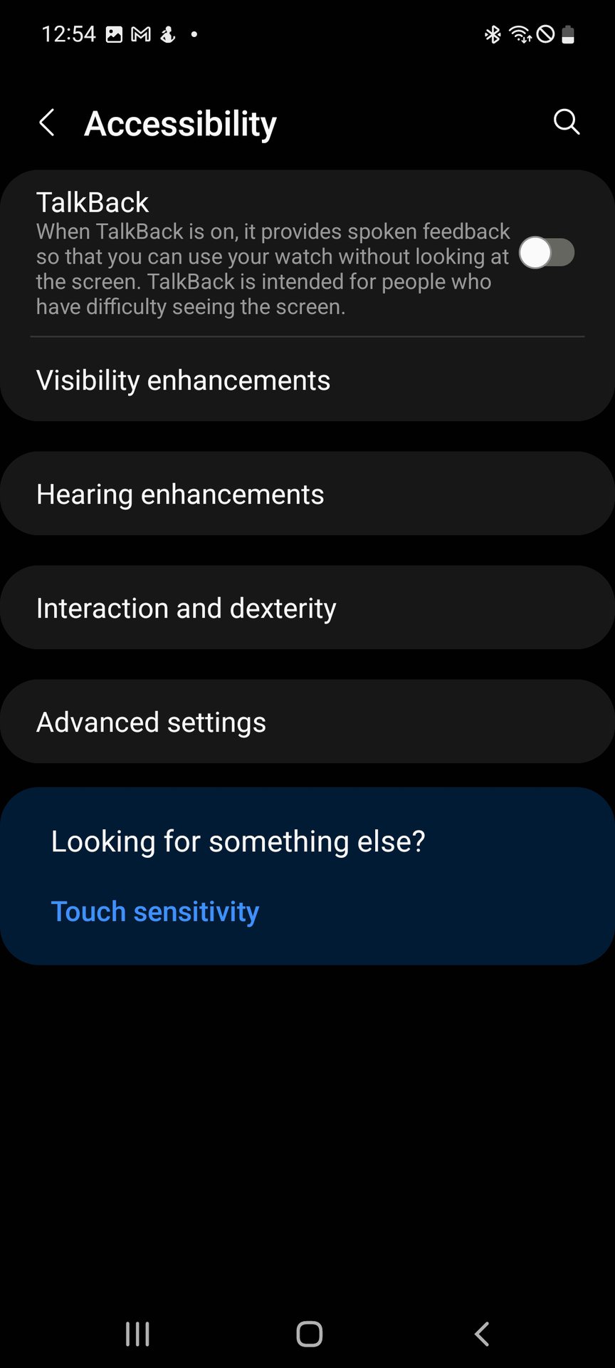 Samsung Wearables App Accessibility Menu