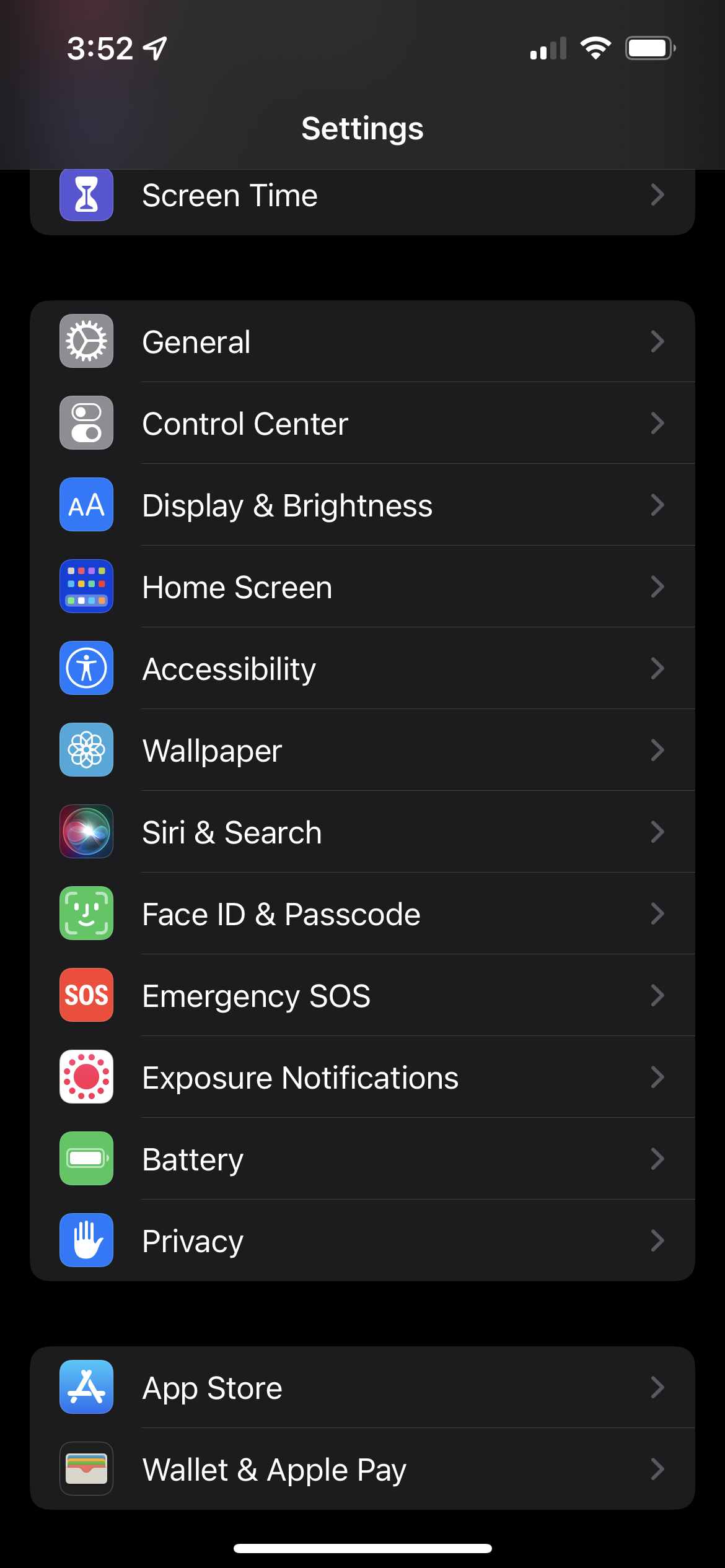Siri highlighted in iOS 15 Settings