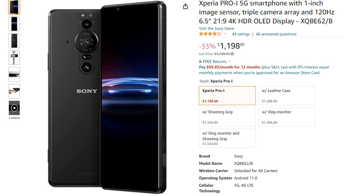 Sony Xperia Pro I Amazon Deal