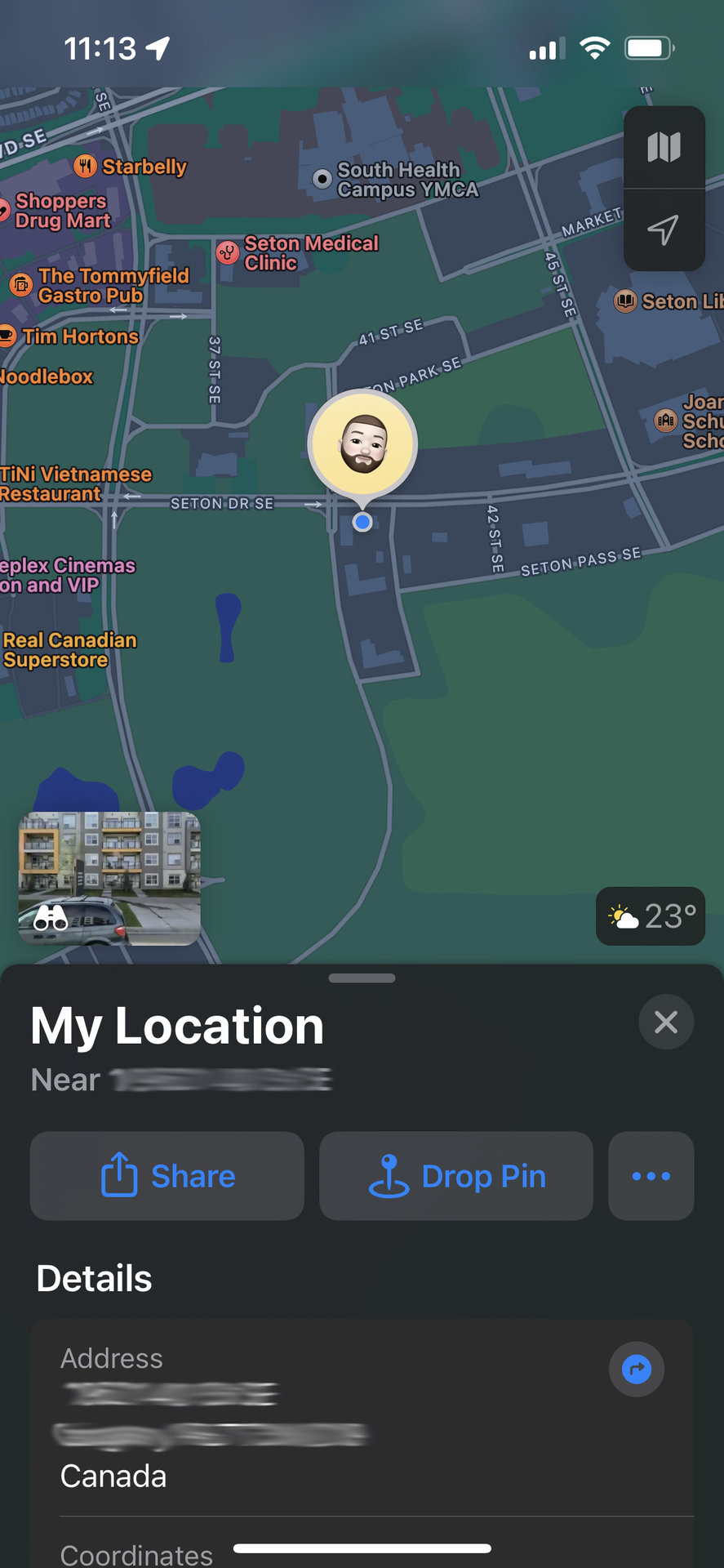The blue dot menu in Apple Maps for iOS 15