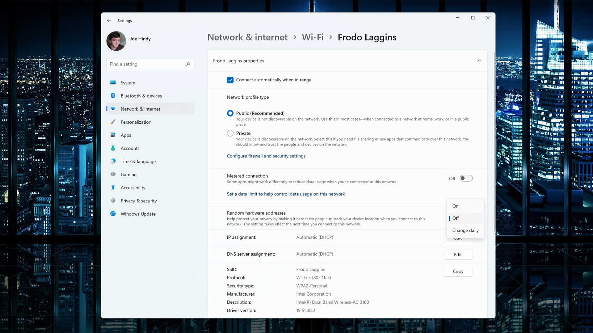 Windows 11 MAC Address settings