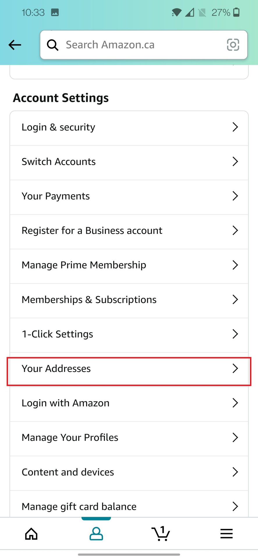 amazon app account settings
