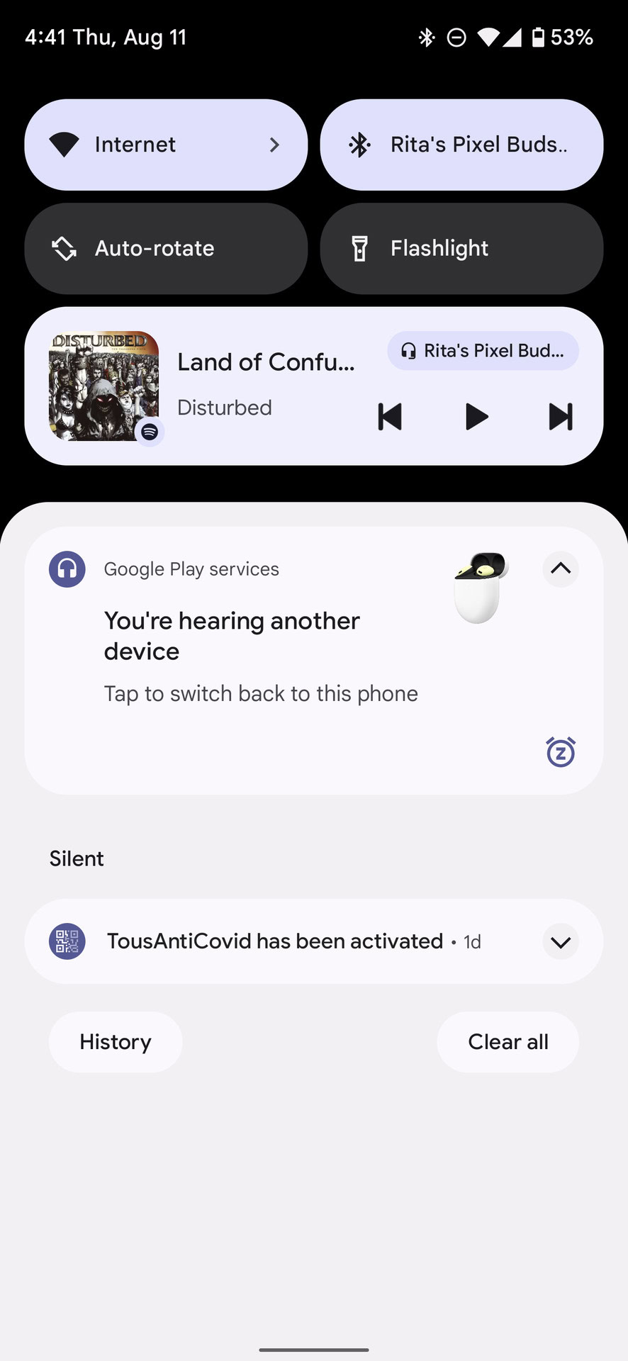 Android audio switching notification on the switched-from device