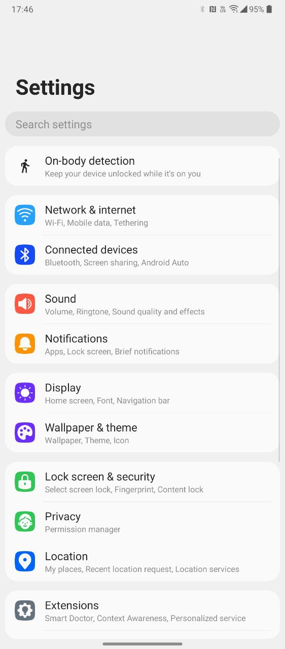 android settings menu screenshot