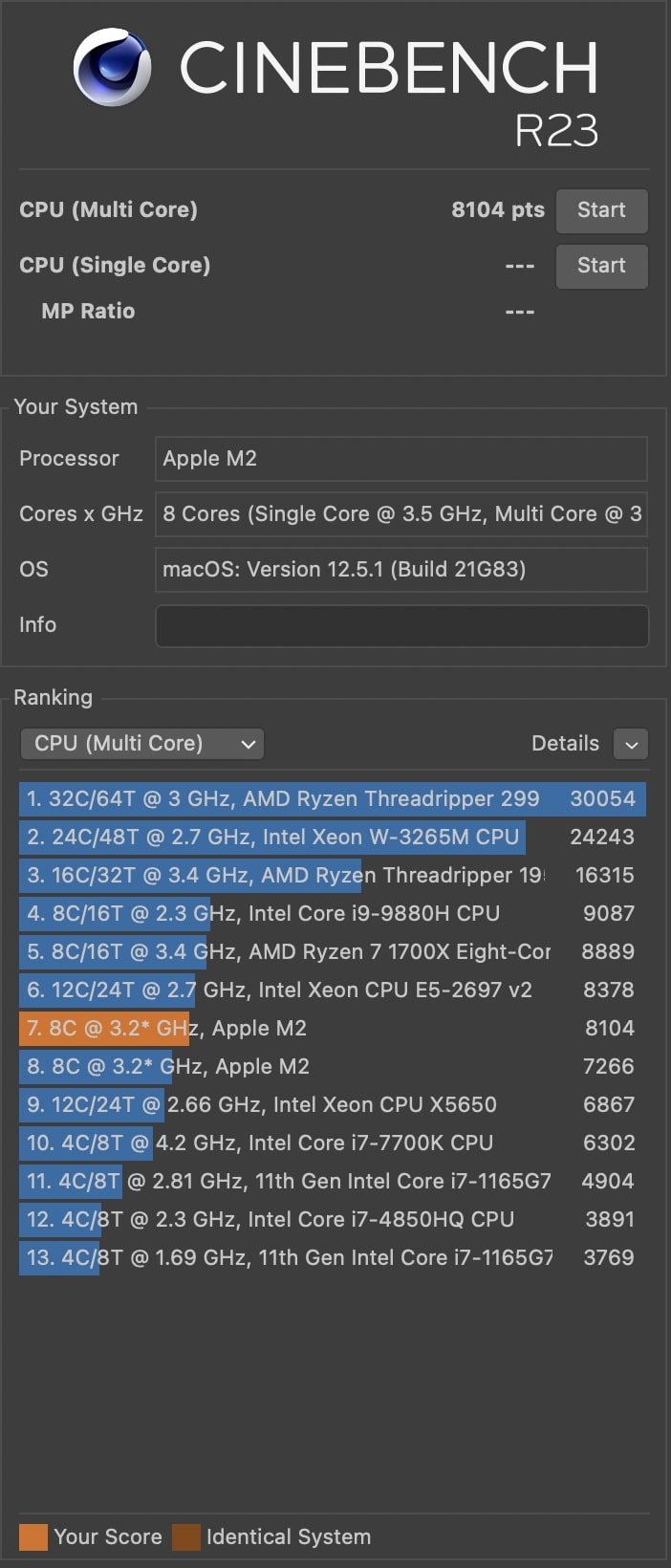 apple macbook air m2 cinebench r23 benchmark single core 1