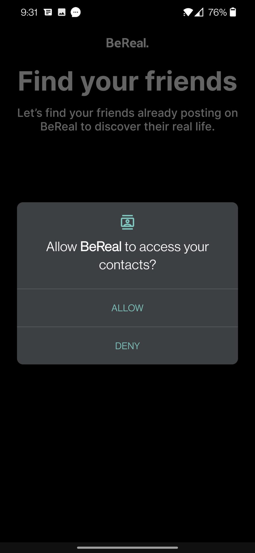 bereal add friends from contacts