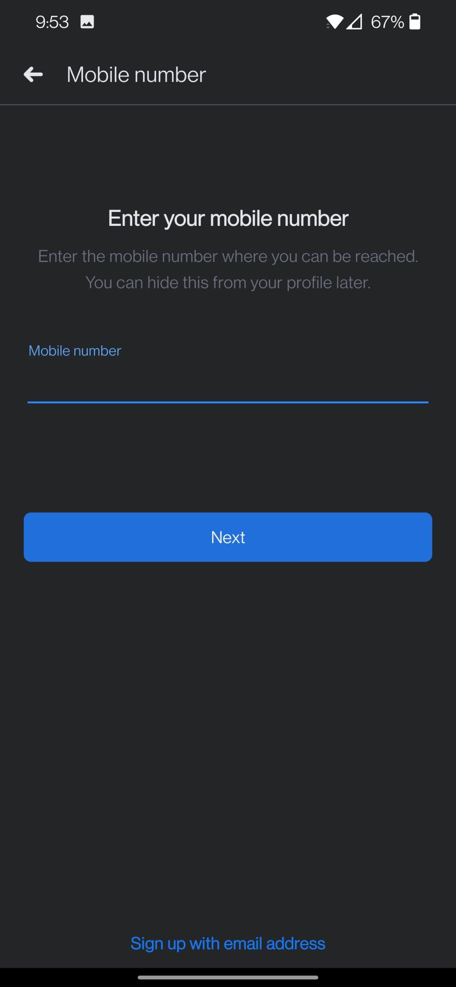 facebook app add phone number or email address