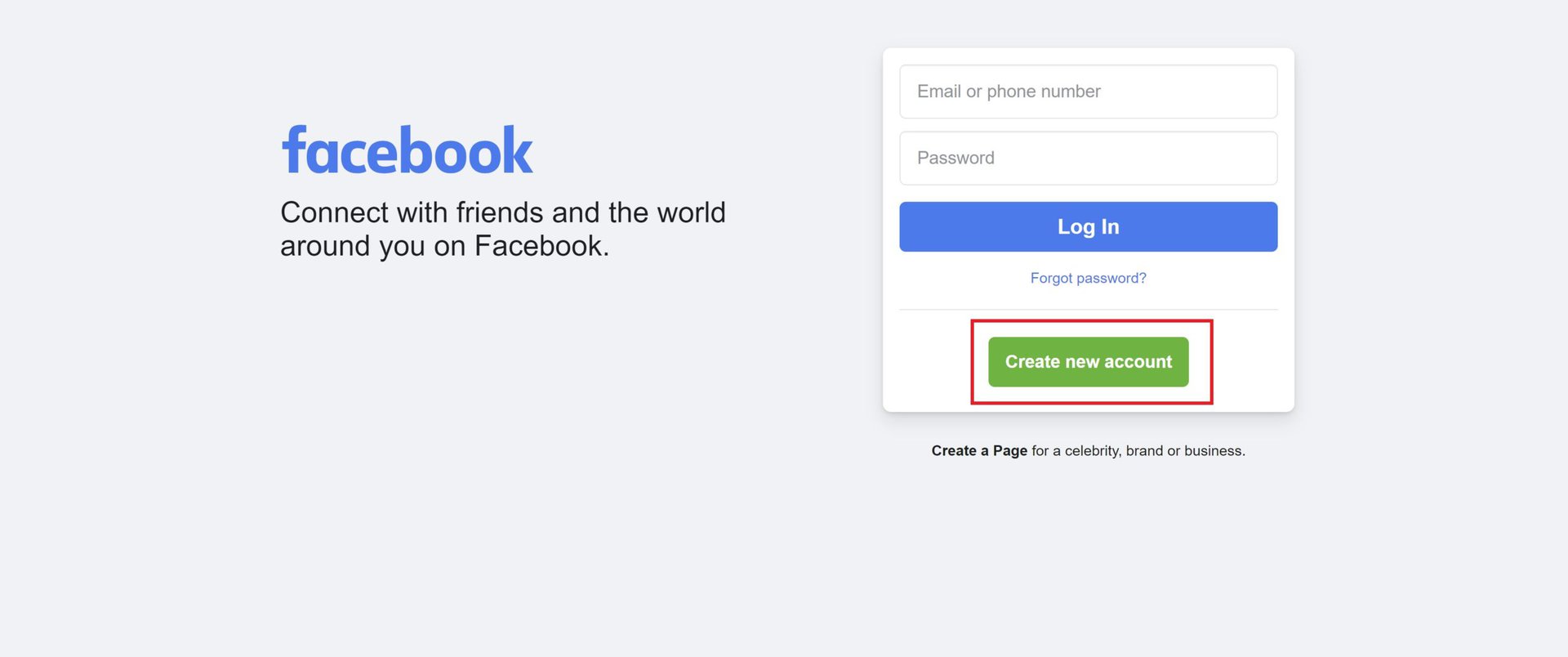 facebook create new account
