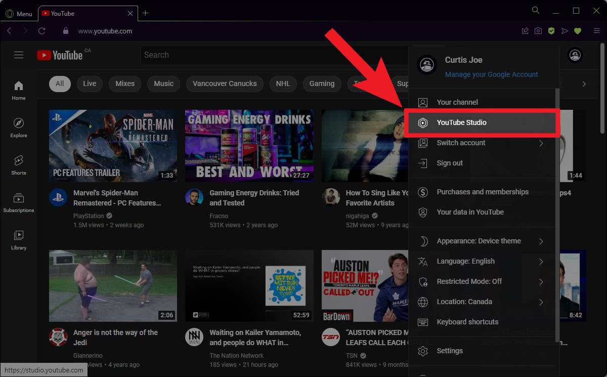 go to youtube studio