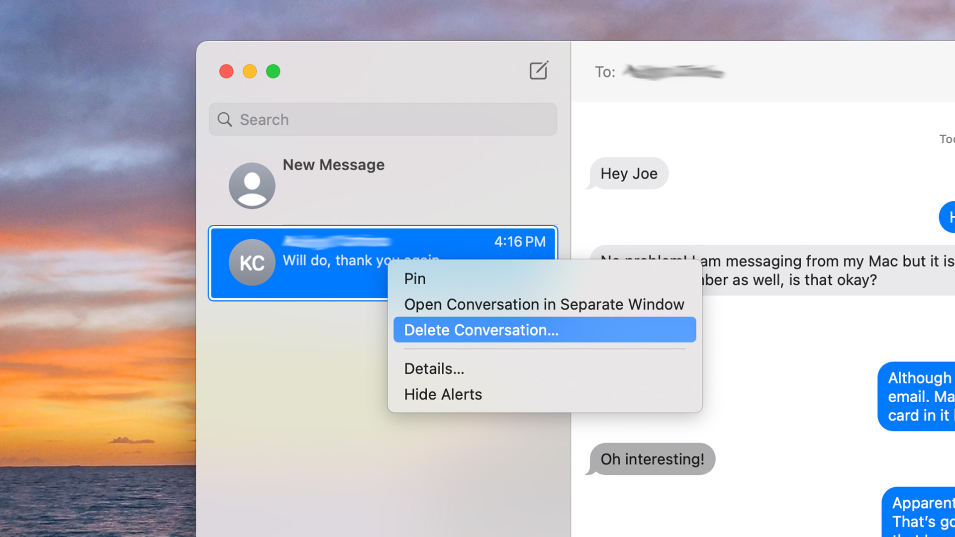 iMessage Delete Conversation