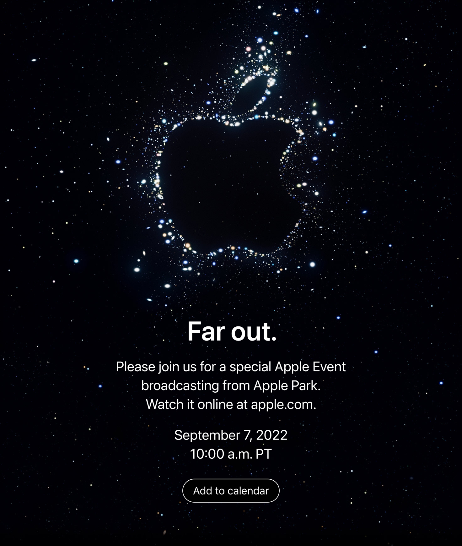 Digital invitation to the iPhone 14 launch event