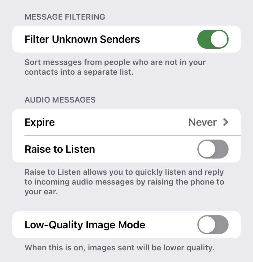 ios messages filter unknown senders
