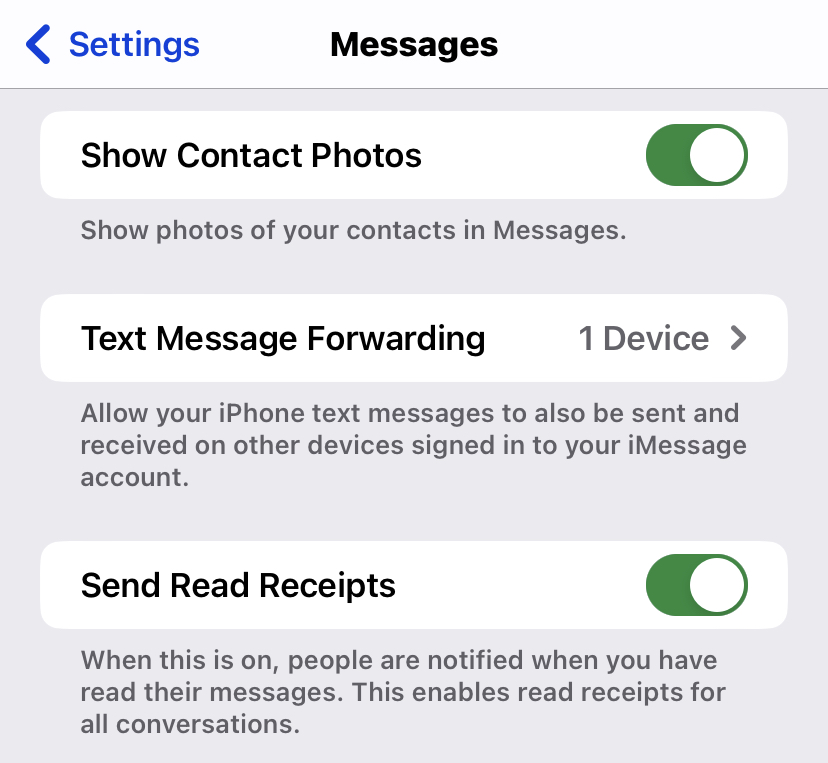 ios messages send read receipts toggle
