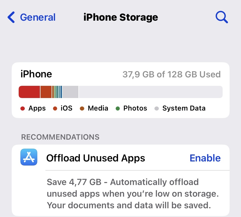 iphone storage download apps