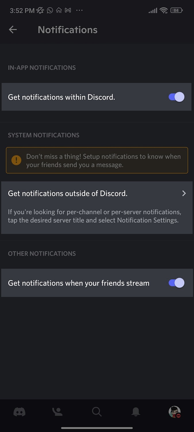 notifications options discord app