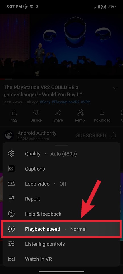 playback speed youtube video control